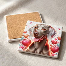 Weimaraner ceramic coasters set of 4, cork back
