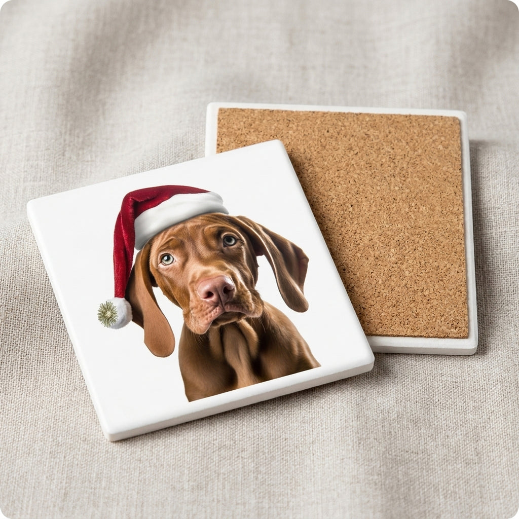 Vizsla Puppy ceramic coasters set of 4, cork back