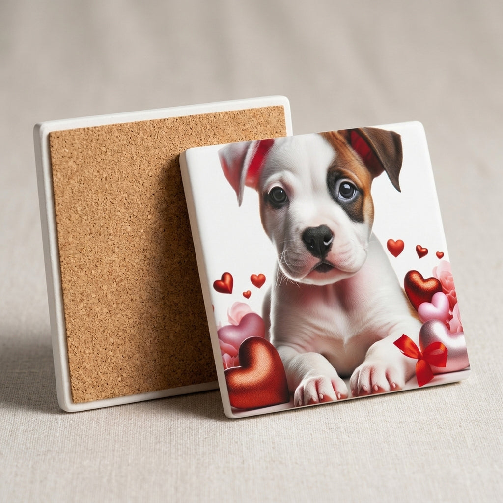 American Staffordshire Terrier ceramic coasters set of 4, cork back