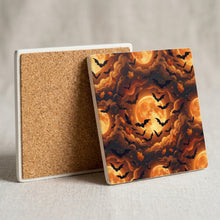 Halloween Bats ceramic coasters set of 4, cork back
