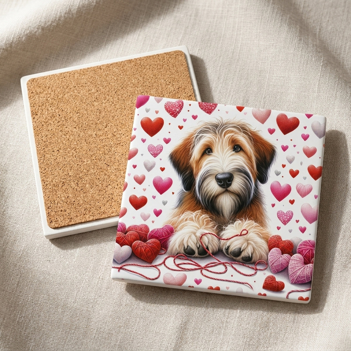 Briard ceramic coasters set of 4, cork back