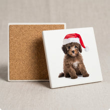 Poodle Puppy ceramic coasters set of 4, cork back