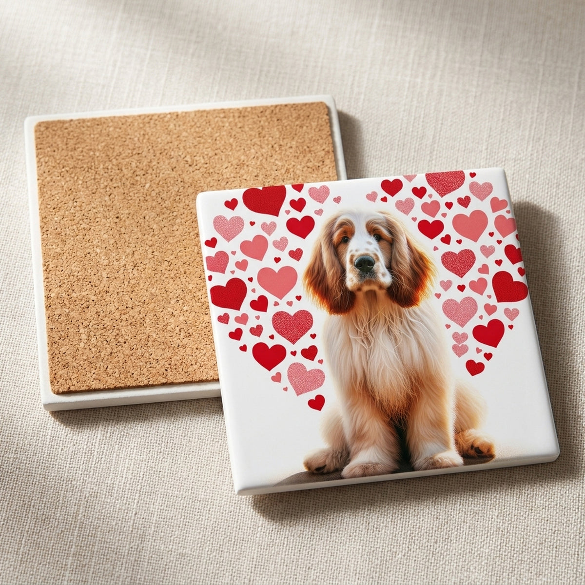 English Cocker Spaniel ceramic coasters set of 4, cork back