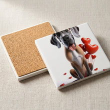 Great Dane ceramic coasters set of 4, cork back