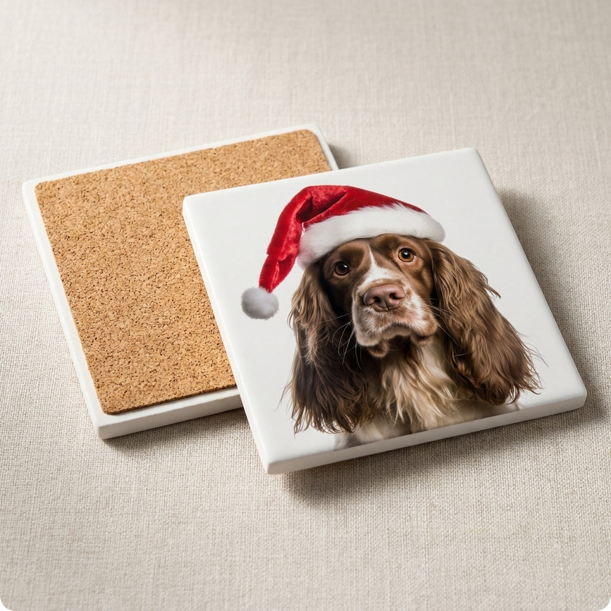 Cocker Spaniel ceramic coasters set of 4, cork back