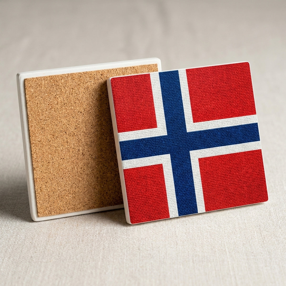 Norway Flag Pride ceramic coasters set of 4, cork back