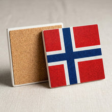 Norway Flag Pride ceramic coasters set of 4, cork back