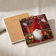 Holiday Gnome ceramic coasters set of 4, cork back