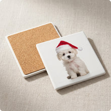 Bichon Frise Puppy ceramic coasters set of 4, cork back