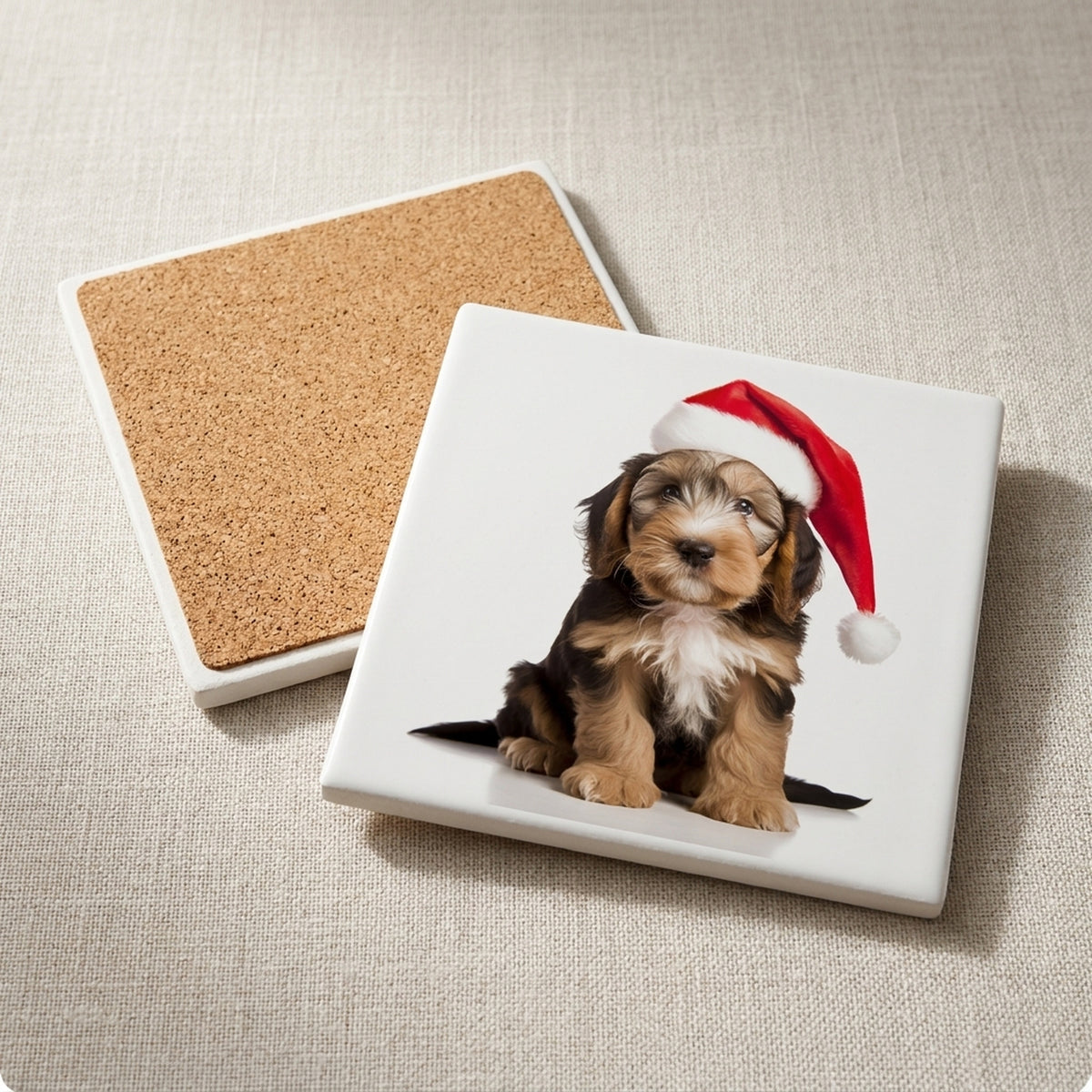 Otterhound Puppy ceramic coasters set of 4, cork back