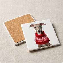 Azawakh ceramic coasters set of 4, cork back