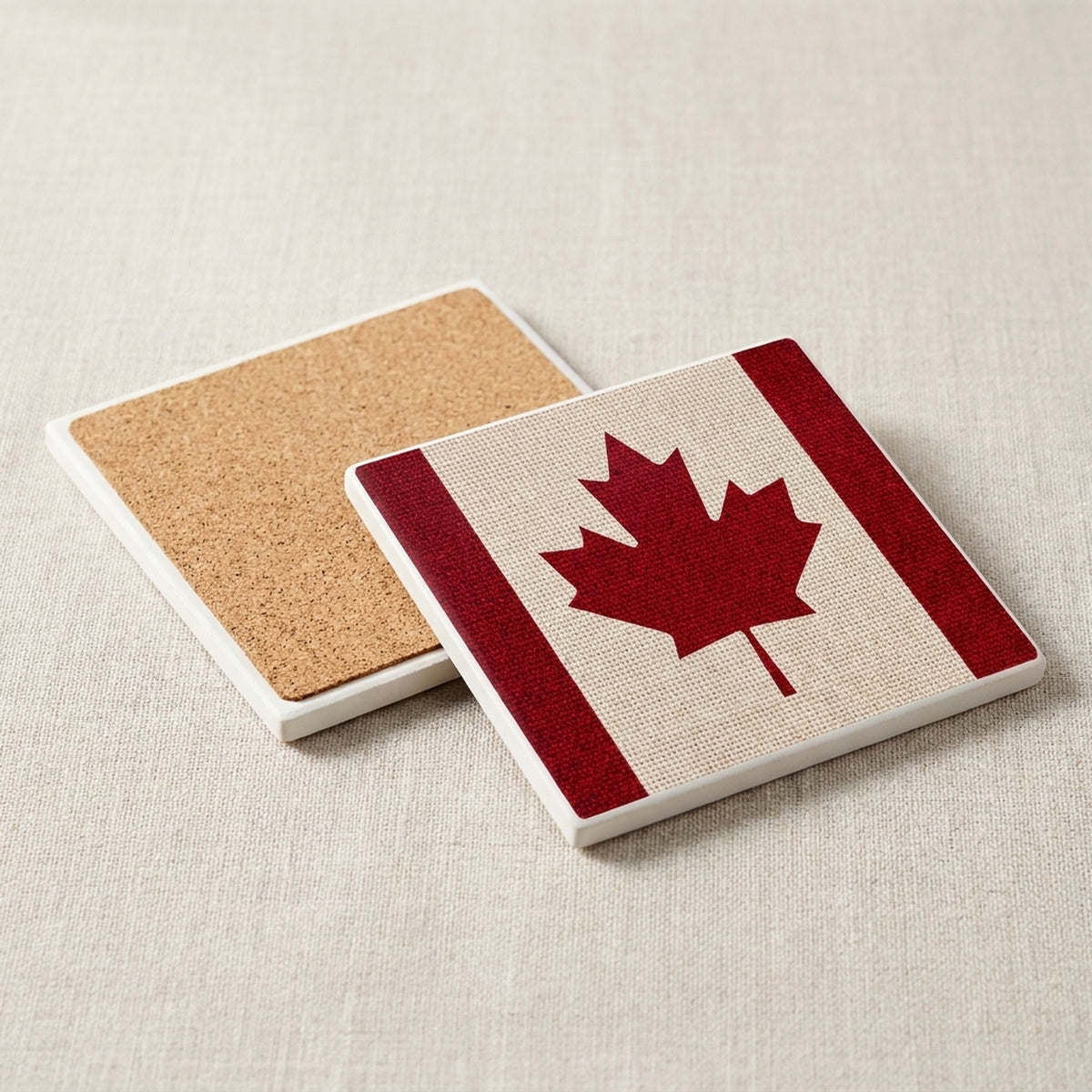 Canada Flag Pride ceramic coasters set of 4, cork back