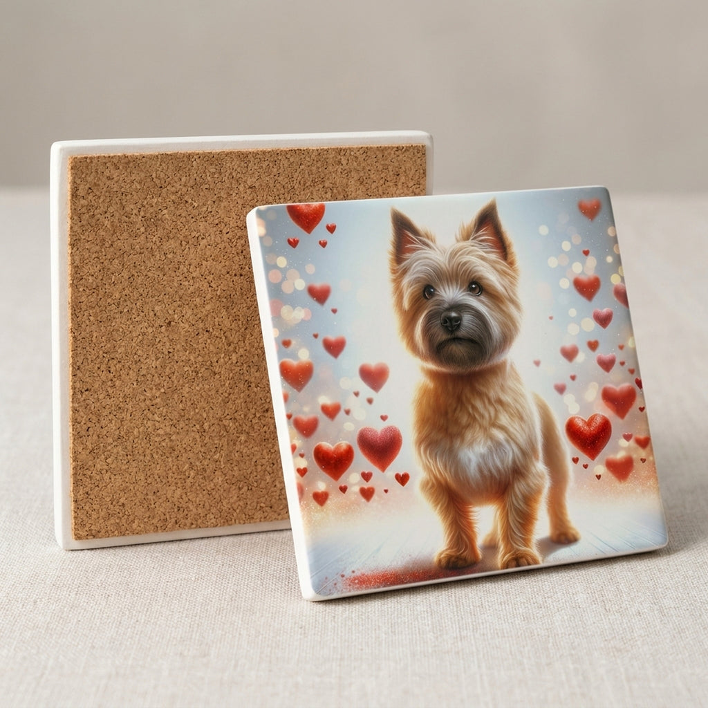 Cairn Terrier ceramic coasters set of 4, cork back