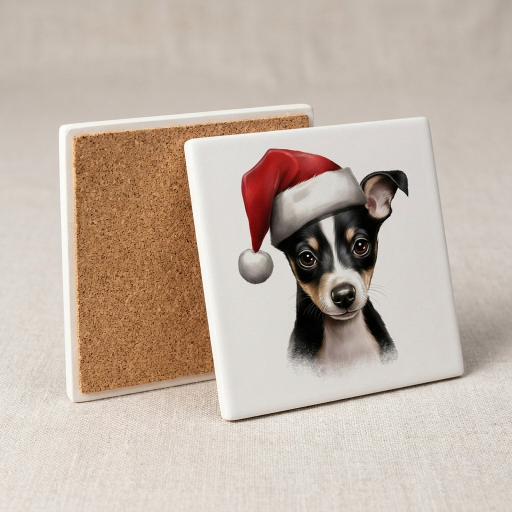 Rat Terrier Puppy Drawing ceramic coasters set of 4, cork back