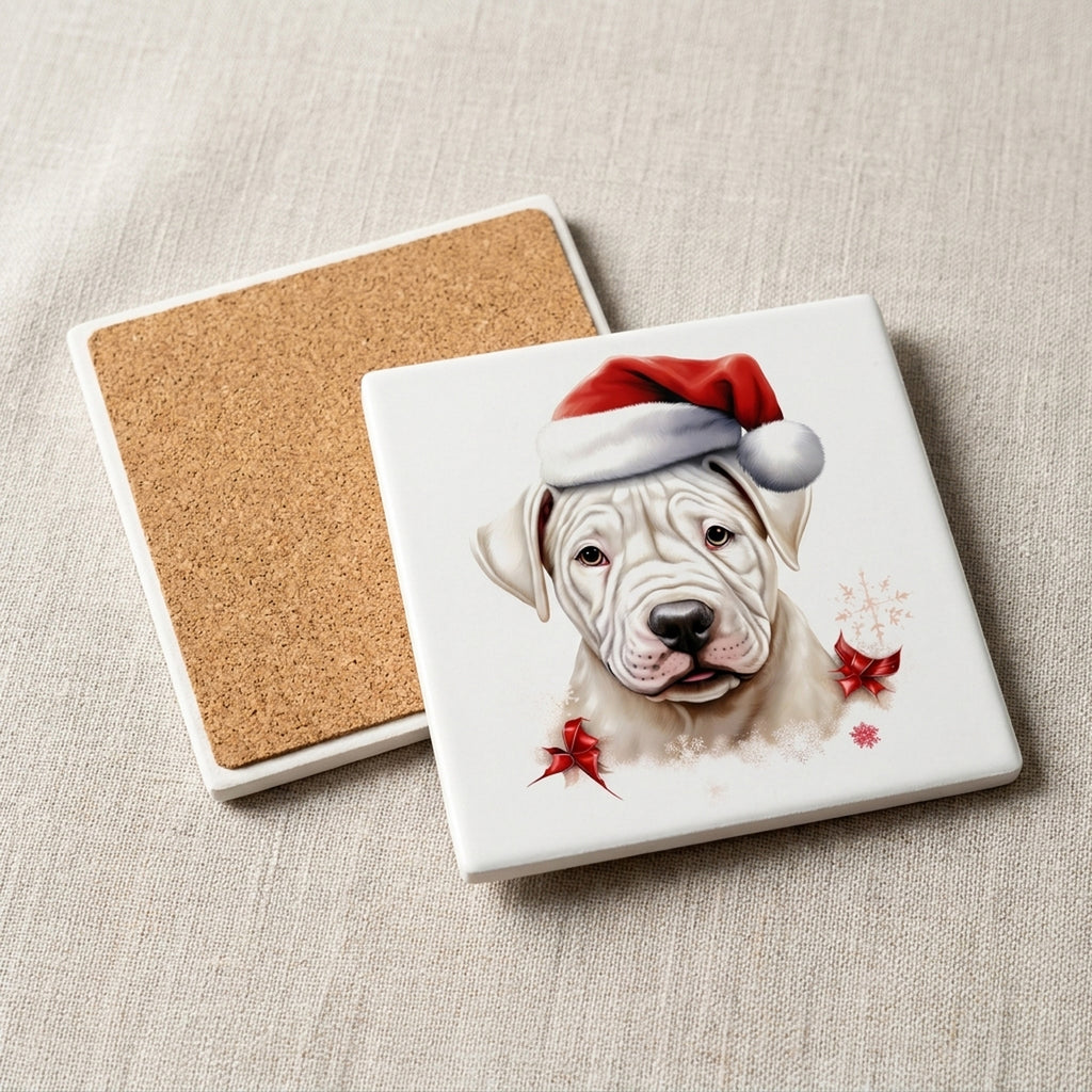 Dogo Argentino Puppy Drawing ceramic coasters set of 4, cork back