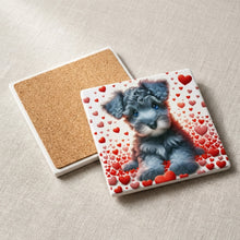 Miniature Schnauzer ceramic coasters set of 4, cork back