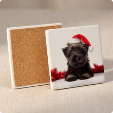 Skye Terrier Puppy ceramic coasters set of 4, cork back