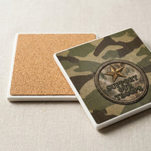 Military Camo Support ceramic coasters set of 4, cork back