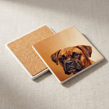 Boxer Portrait ceramic coasters set of 4, cork back