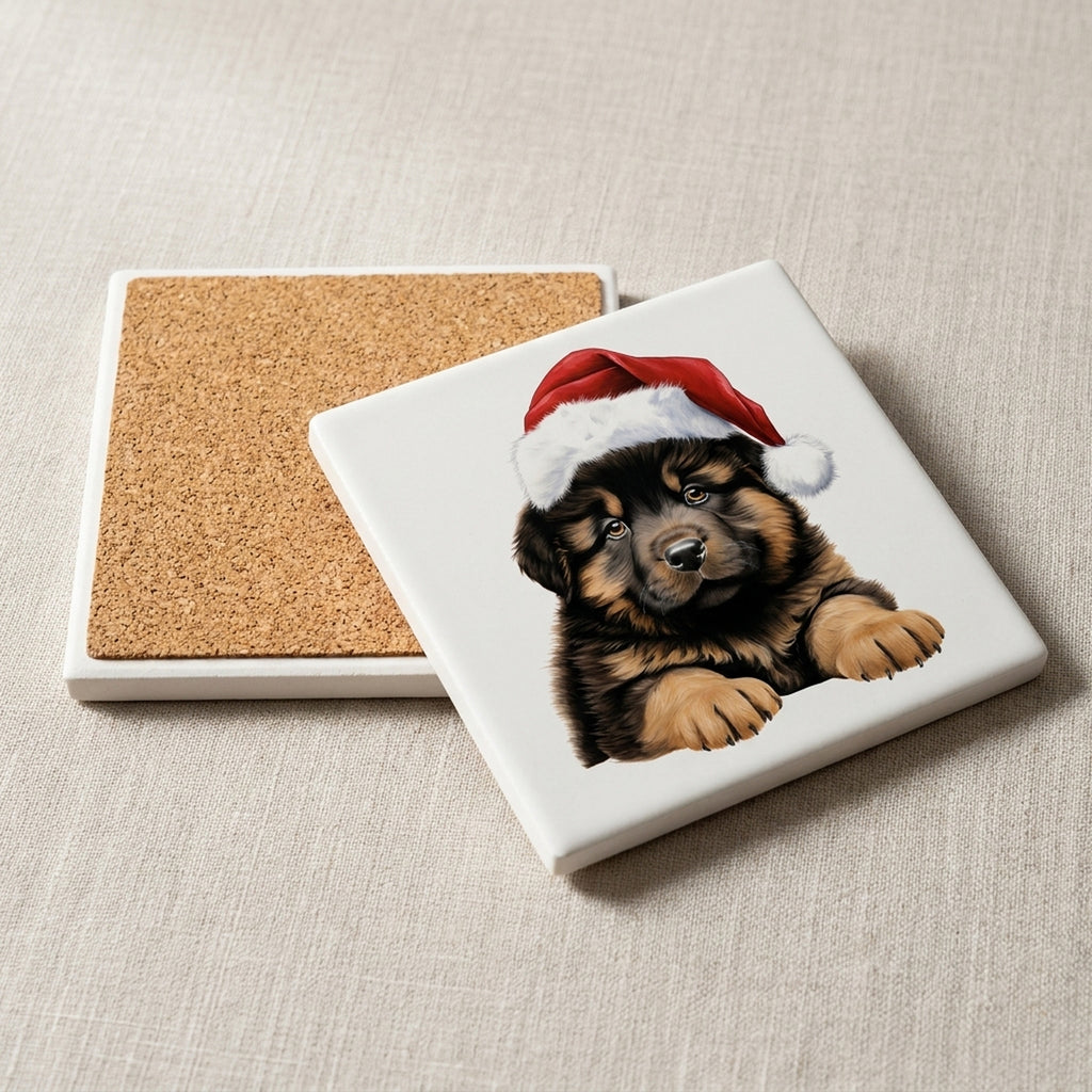 Tibetan Mastiff Puppy Drawing ceramic coasters set of 4, cork back