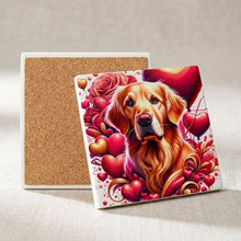 Golden Retriever ceramic coasters set of 4, cork back