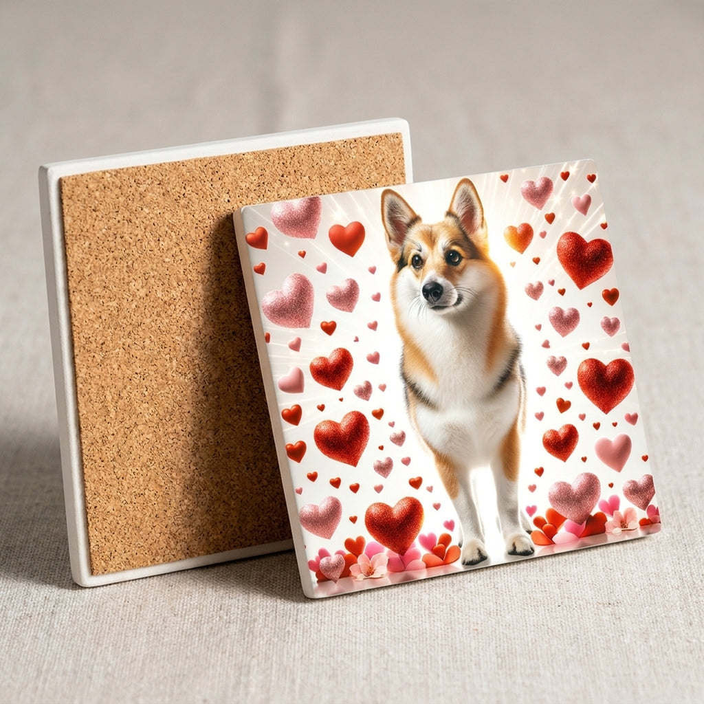 Pembroke Welsh Corgi ceramic coasters set of 4, cork back