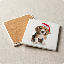 Beagle Puppy ceramic coasters set of 4, cork back