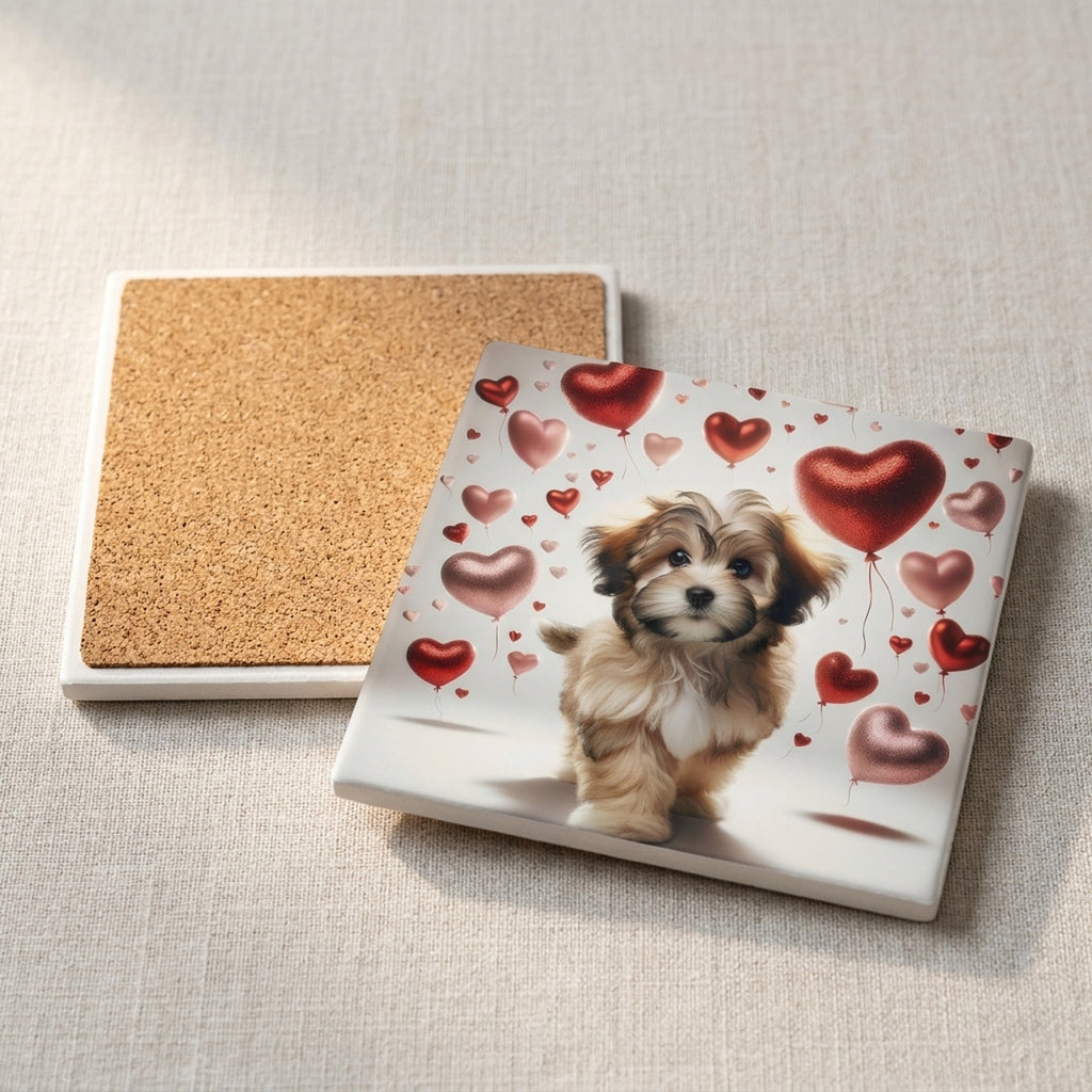 Havanese ceramic coasters set of 4, cork back