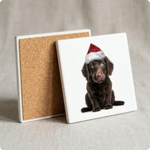 Curly-Coated Retriever Puppy ceramic coasters set of 4, cork back