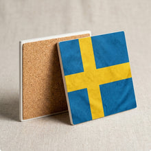 Sweden Flag Pride ceramic coasters set of 4, cork back