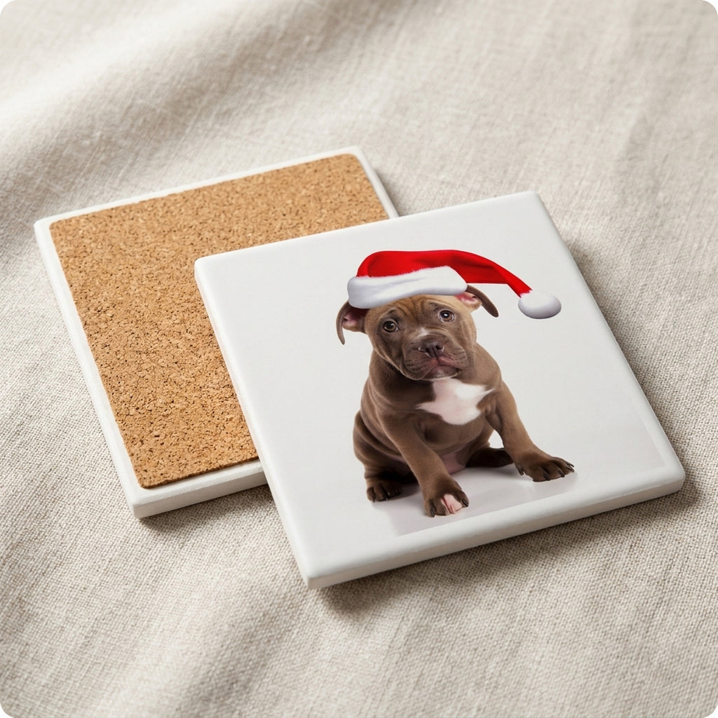 Staffordshire Bull Terrier ceramic coasters set of 4, cork back