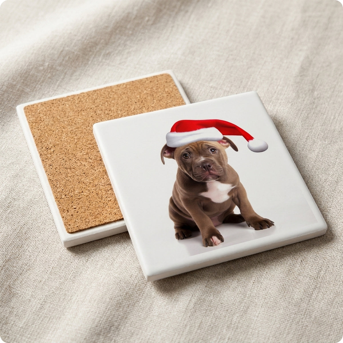 Staffordshire Bull Terrier ceramic coasters set of 4, cork back