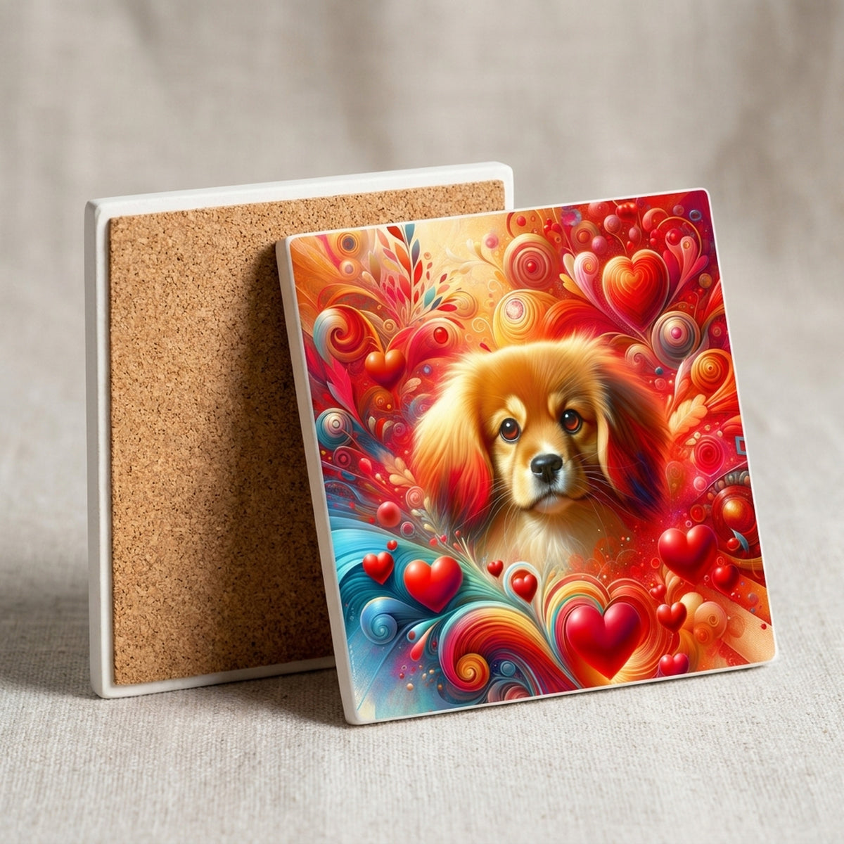 Cavalier King Charles Spaniel ceramic coasters set of 4, cork back