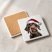 German Wirehaired Pointer ceramic coasters set of 4, cork back