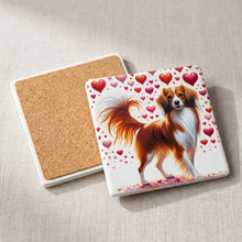 Nederlandse Kooikerhondje ceramic coasters set of 4, cork back
