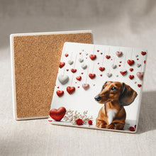 Dachshund ceramic coasters set of 4, cork back