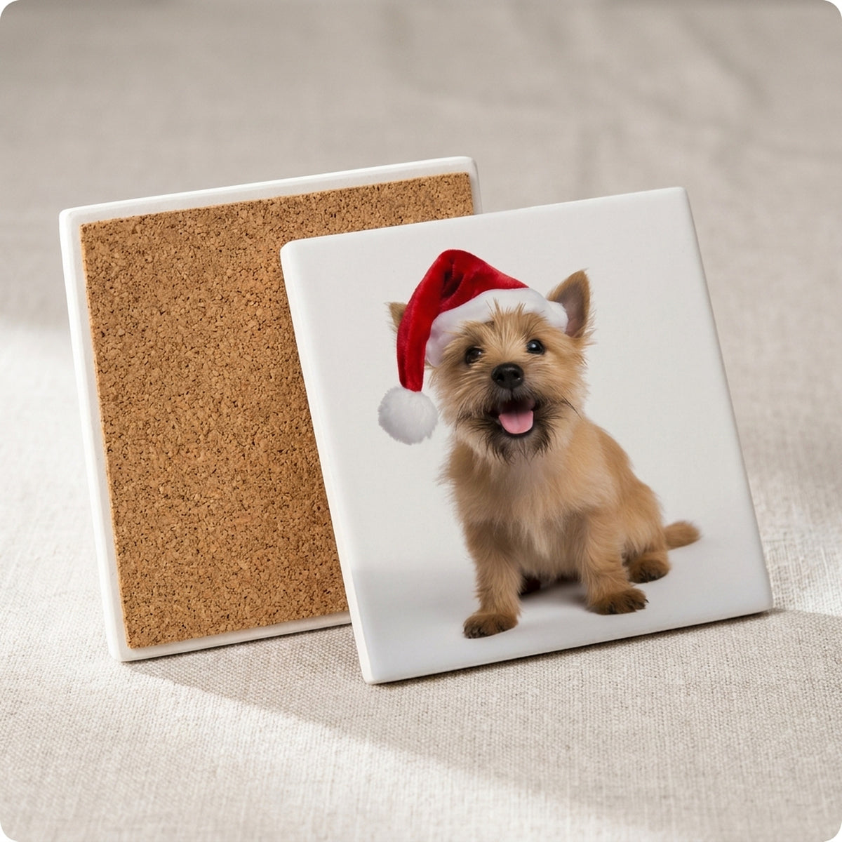 Norwich Terrier ceramic coasters set of 4, cork back