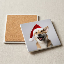 Canaan Dog ceramic coasters set of 4, cork back