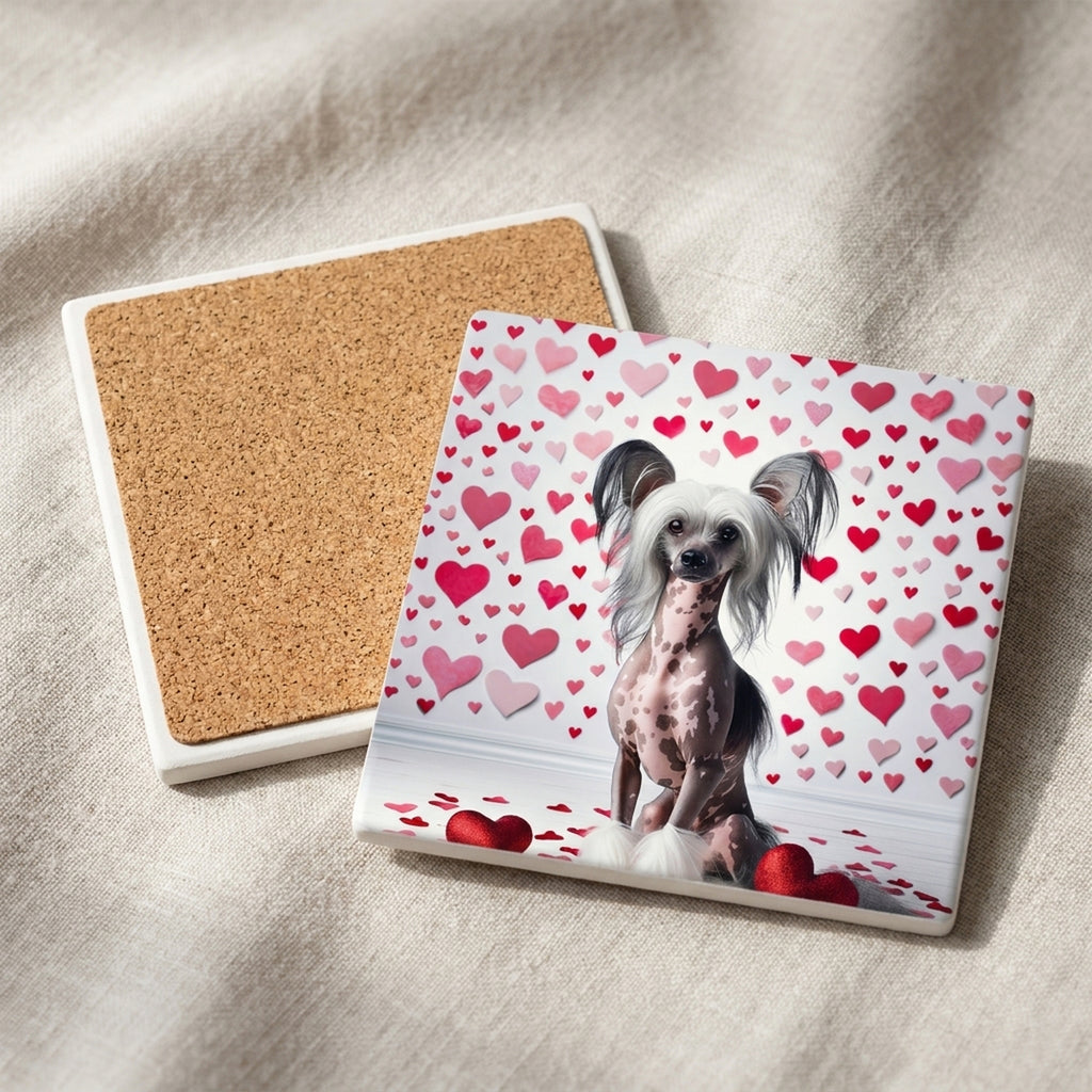 Chinese Crested ceramic coasters set of 4, cork back