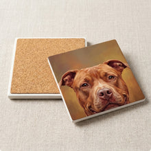 Pit Bull Portrait ceramic coasters set of 4, cork back