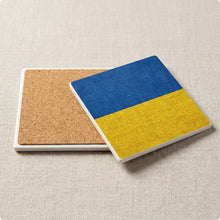 Ukraine Flag Pride ceramic coasters set of 4, cork back
