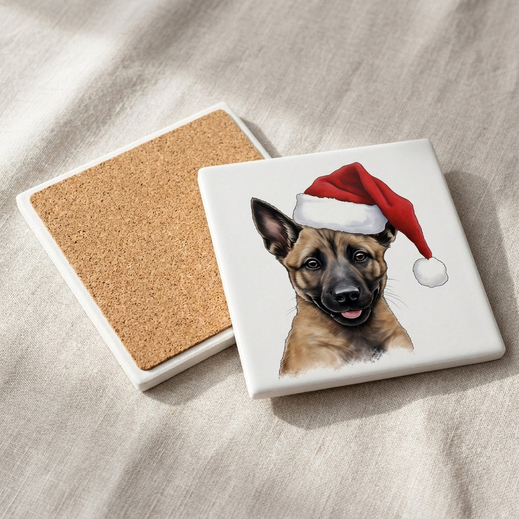 Belgian Malinois Puppy Drawing ceramic coasters set of 4, cork back