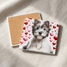 Biewer Terrier ceramic coasters set of 4, cork back