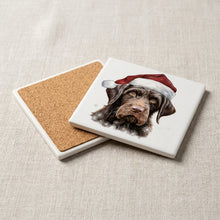 German Wirehaired Pointer Puppy Drawing ceramic coasters set of 4, cork back