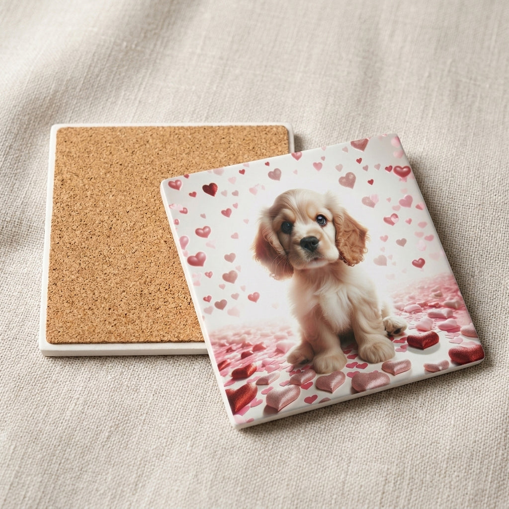 Cocker Spaniel ceramic coasters set of 4, cork back