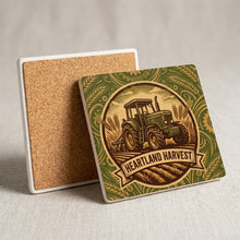 Farm Agriculture ceramic coasters set of 4, cork back