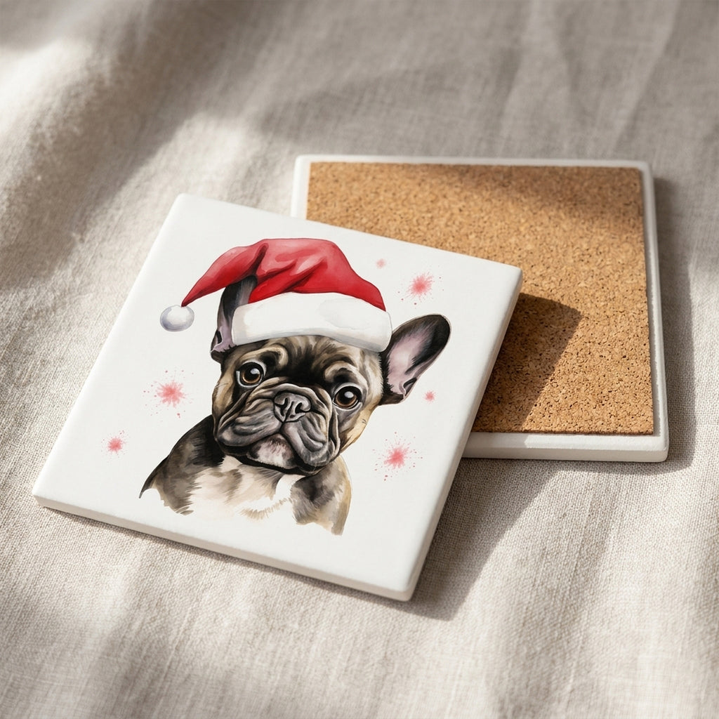 French Bulldog Drawing ceramic coasters set of 4, cork back