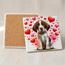 Pointer ceramic coasters set of 4, cork back