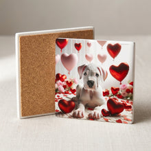 Dogo Argentino ceramic coasters set of 4, cork back