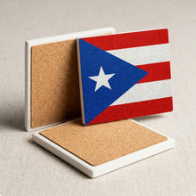 Puerto Rico Flag Pride ceramic coasters set of 4, cork back